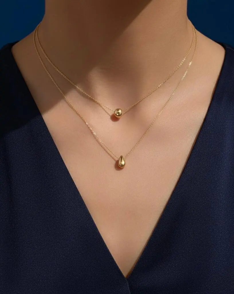 Collier double chaîne goutte